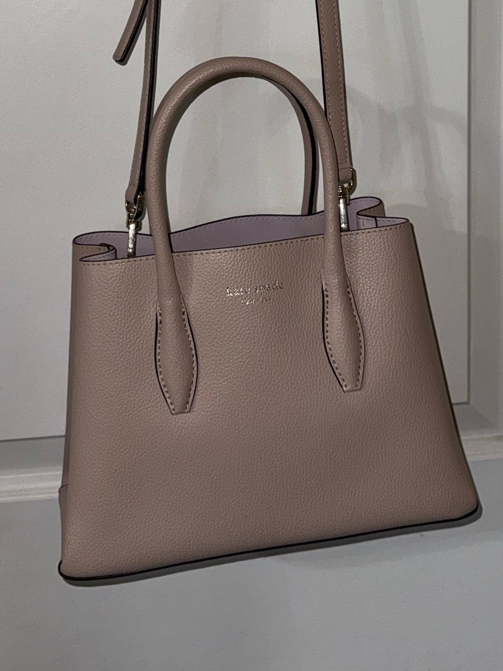 kate spade Taupe/Pink Leather Satchel/crossbody🌸🌸 - Picture 1 of 9